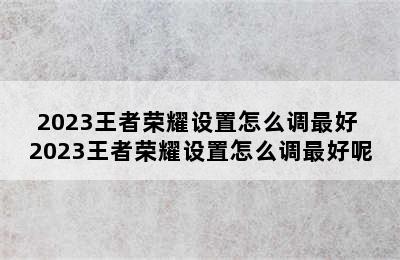 2023王者荣耀设置怎么调最好 2023王者荣耀设置怎么调最好呢